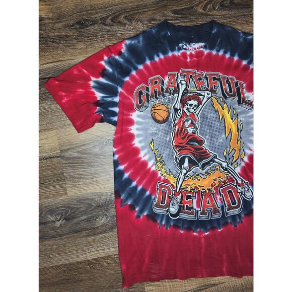 Grateful Dead Basketball Tie-Dye T-Shirt Medium Liquid Blue Skeleton Dunk Unworn - Picture 2 of 9